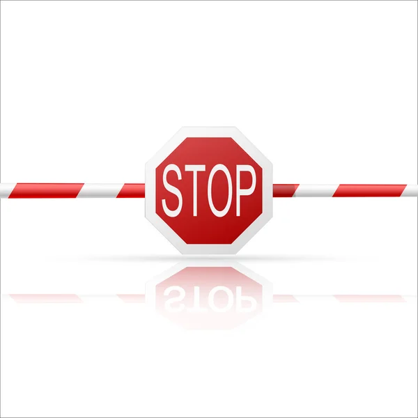 白い背景の上の"stop"と障壁 — ストックベクタ