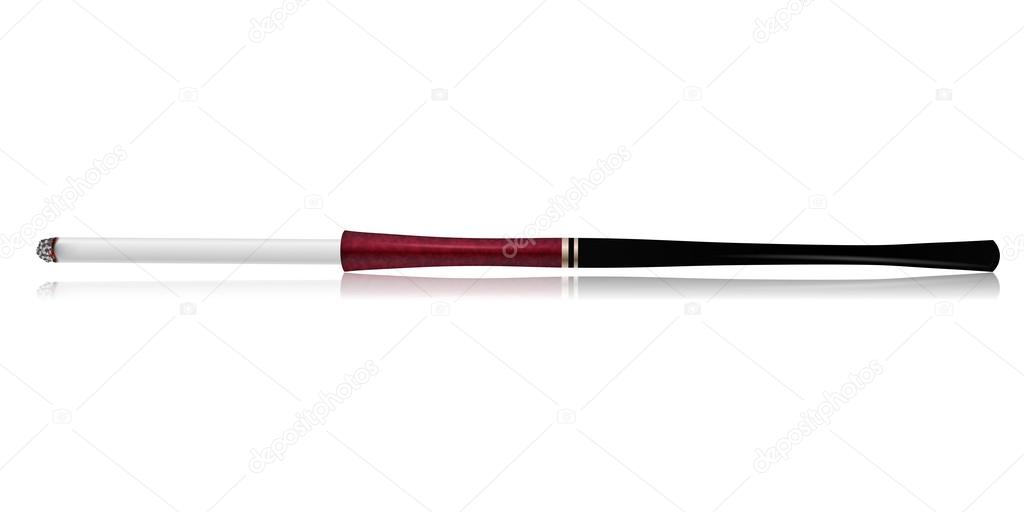Vector long cigarette holder with reflection