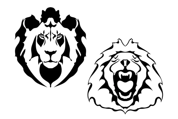 Lion heads on a white background. — Stock Vector