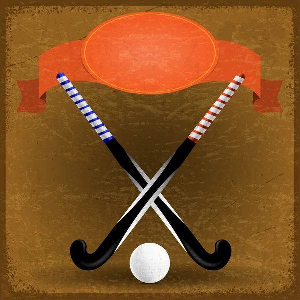 Old paper background with sticks for field hockey — Stock Vector