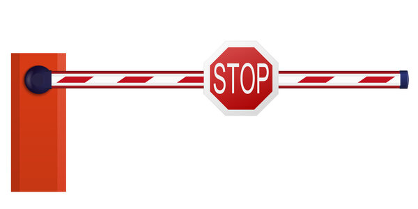 Автоматический барьер на белом фоне
