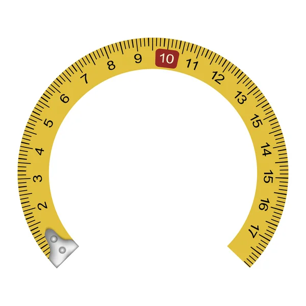 Yellow measuring tape in the shape of a horseshoe — Stock Vector