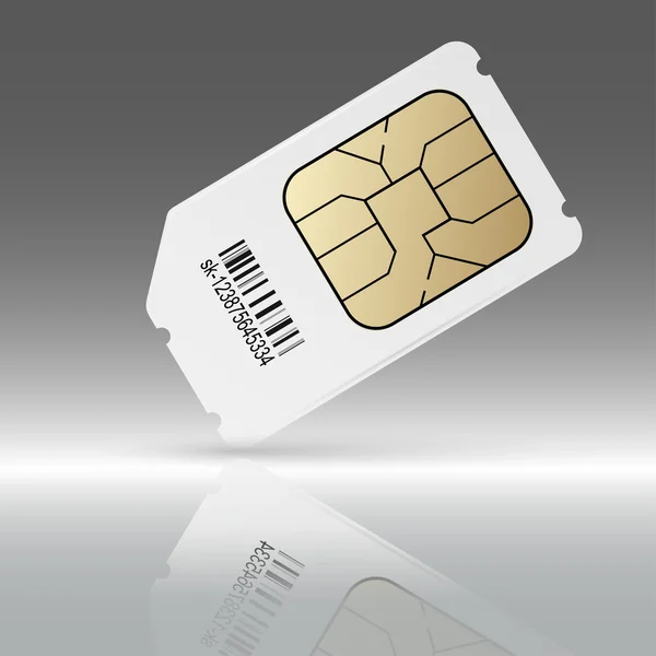 Téléphone carte SIM avec réflexion — Image vectorielle