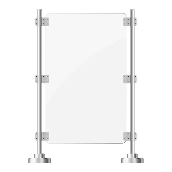 Стеклянный экран с металлическими стойками. eps10 — стоковый вектор