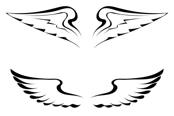 Черные крылья татуировки на белом фоне — стоковый вектор