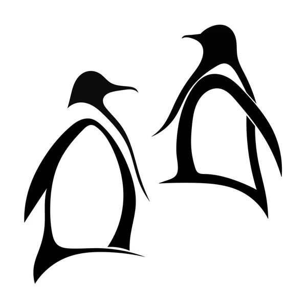 Twee silhouetten van pinguïn — Stockvector