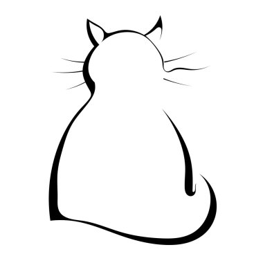 Beyaz bir arka plan üzerinde siyah bir kedi silüeti