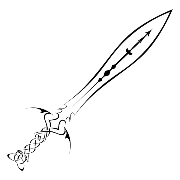 Cuchillo negro sobre fondo blanco — Vector de stock