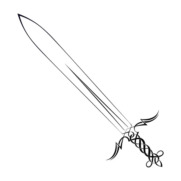 Tattoo sword on a white background — Stock Vector