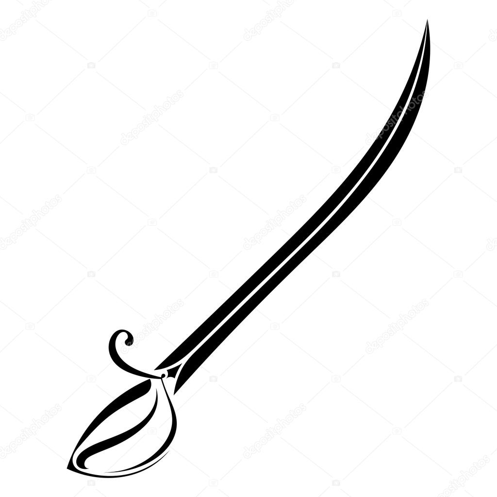 Silhouette of a pirate sword on a white background