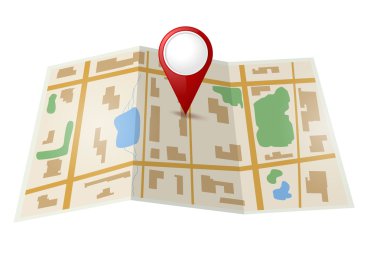 Map with red pointer clipart