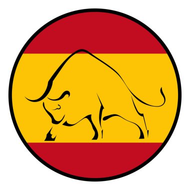 İspanyol bayrağının ulusal renklerinde bir boğanın silueti.