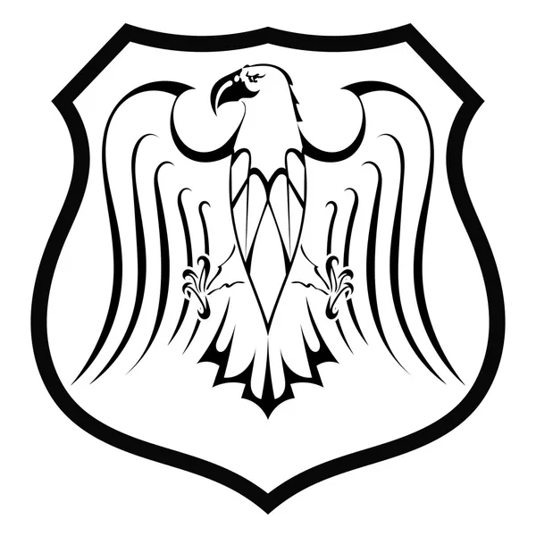 Silueta negra de un águila en el escudo — Archivo Imágenes Vectoriales