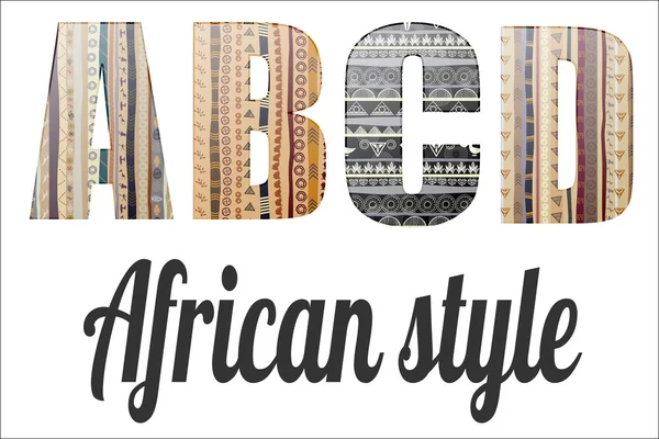 Letras do alfabeto no estilo africano — Vetor de Stock