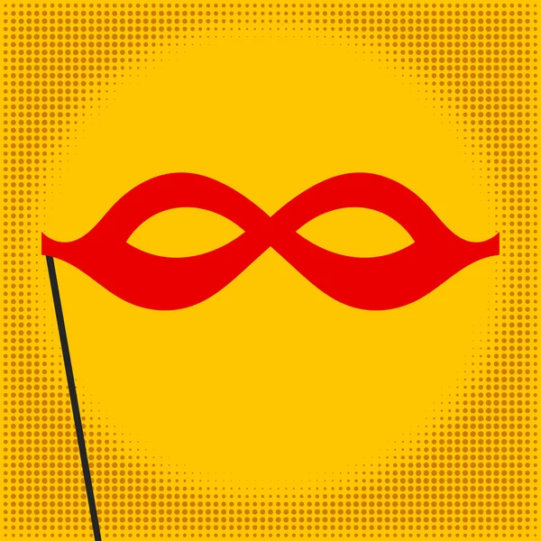 Máscara vermelha no fundo amarelo. Pop art. Ilustração vetorial — Vetor de Stock