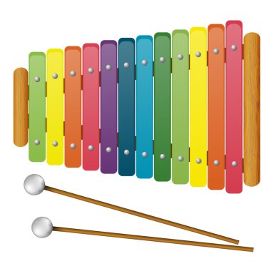 Children's Musical Instruments - toy - xylophone on white backgr clipart