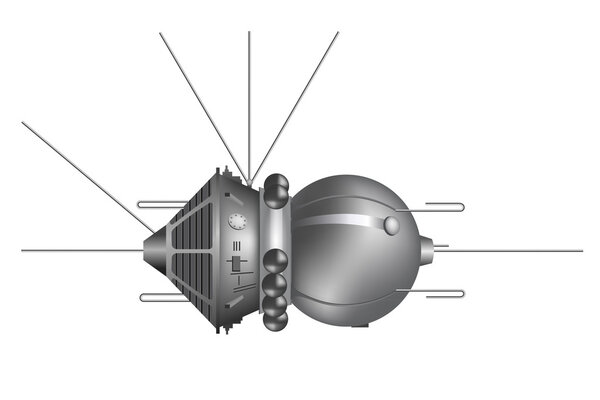 The first spaceship "Vostok". Vector illustration