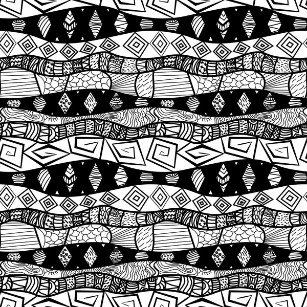 Blanco y negro Patrón tribal sin costuras — Vector de stock