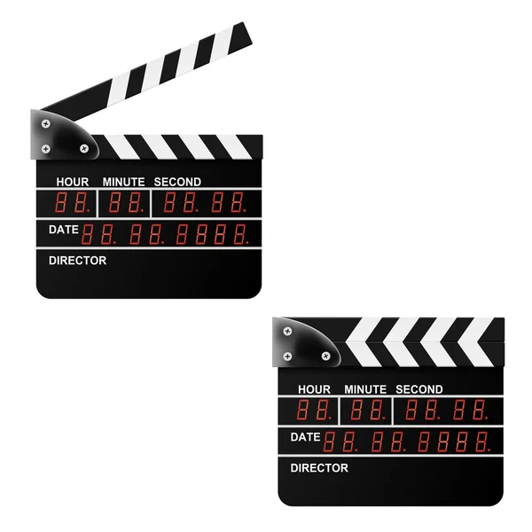 Tablero de aplausos de película digital sobre un fondo blanco. Ilustración vectorial — Archivo Imágenes Vectoriales
