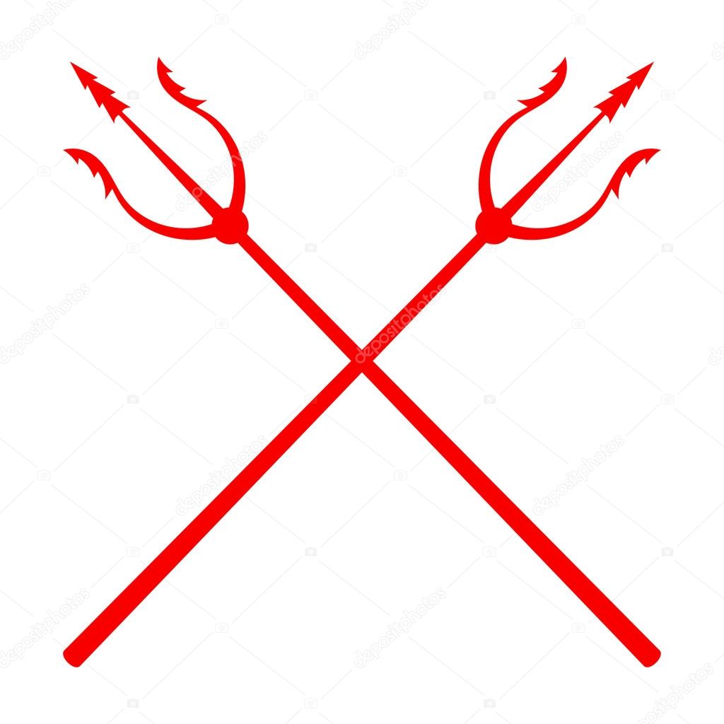 Red tridents on a white background