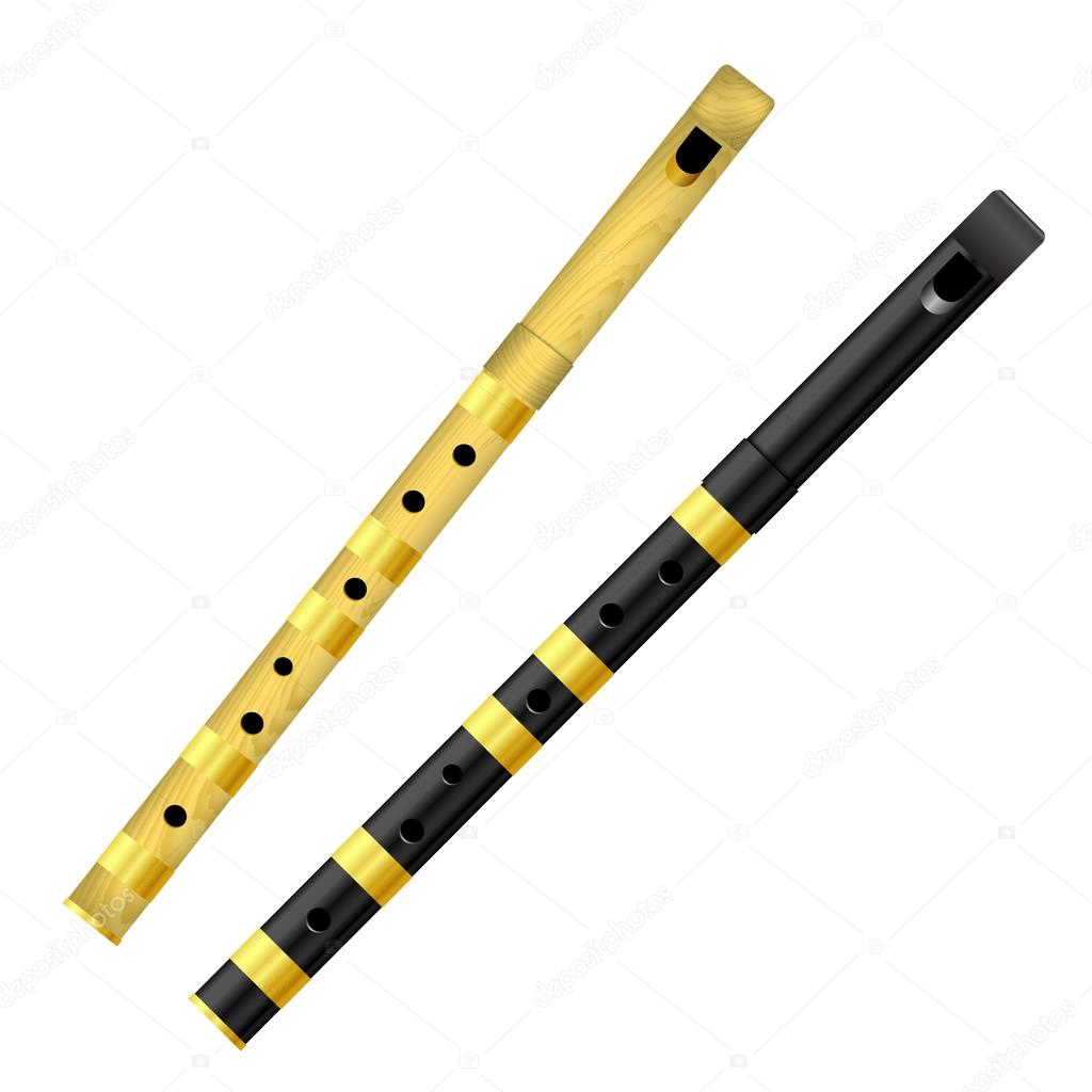 Two flutes on a white background. Vector illustration