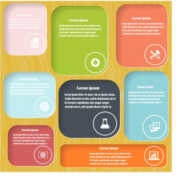 infographics stylizedwooden arka plan üzerinde renkli unsurları