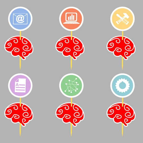 Set van abstracte hersenen met symbolen infographics. vector illust — Stockvector