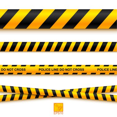 Police line tape and danger on a light background. Vector illust clipart