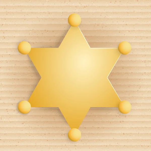Yellow star sheriff on cardboard background — Stock Vector