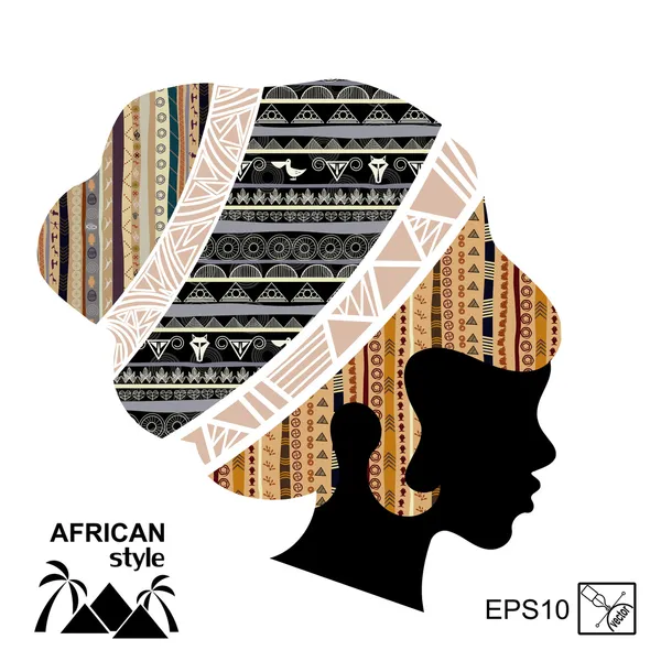 Silhouette of the head of an African woman — Stock Vector