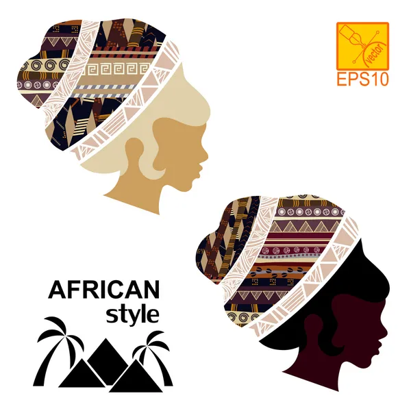 Silhouettes of the head of an  black African girls — Stock Vector