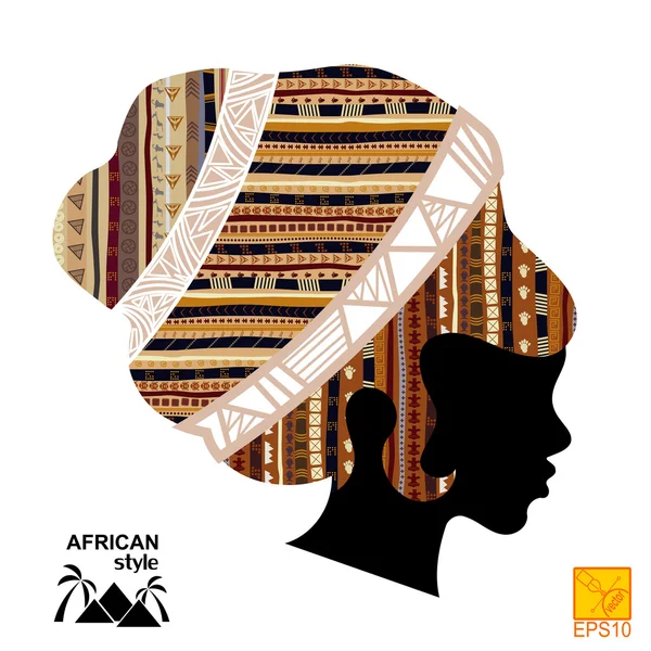 Sylwetka głowy czarnej afrykańskiej dziewczyny — Wektor stockowy