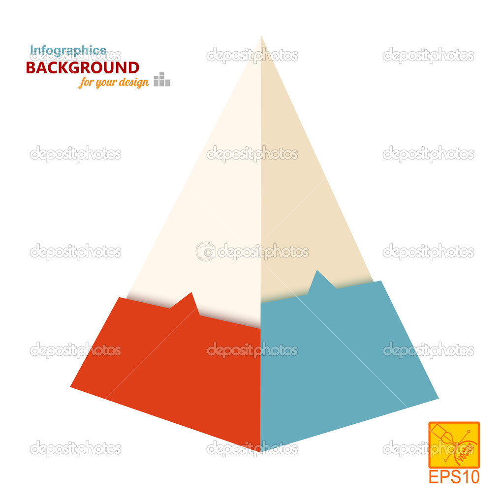 Pyramid of paper with arrows on white background