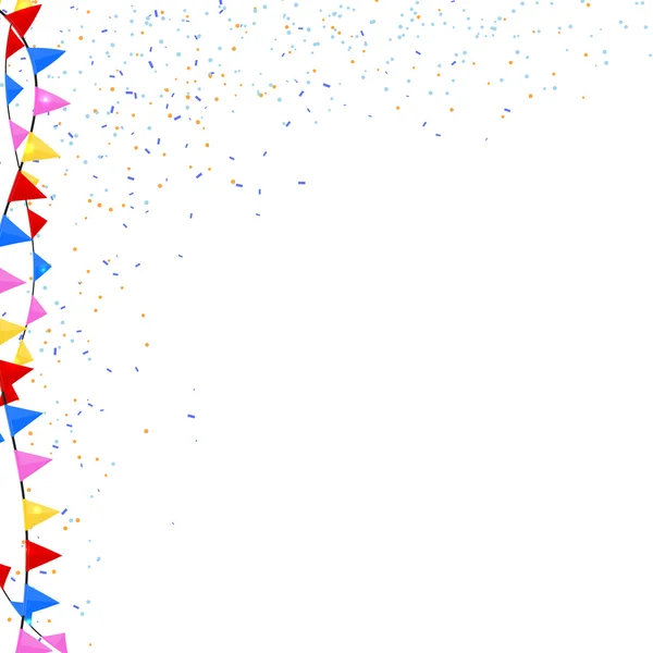 Vlaggen en confetti op een witte achtergrond. vectorillustratie — Stockvector