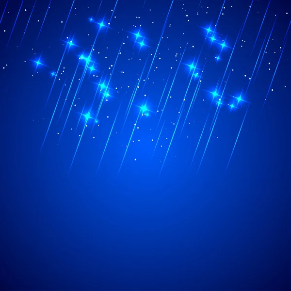 Fond bleu abstrait avec étoiles filantes. Feux d'artifice. Vecteur — Image vectorielle