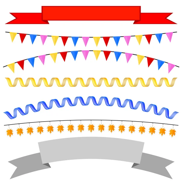 Set aísla banderas, cabeceras de cinta, guirnalda. Ilustración vectorial — Vector de stock