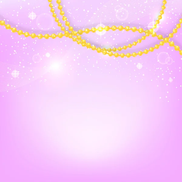 Krans av pärlor på abstrakt lila bakgrund. vektor nedanstående — Stock vektor