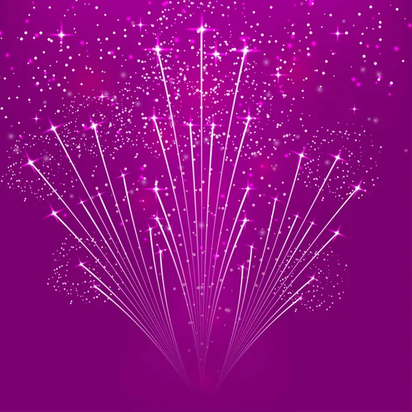 Purple abstract background with fireworks. Vector illustration. — Stock Vector