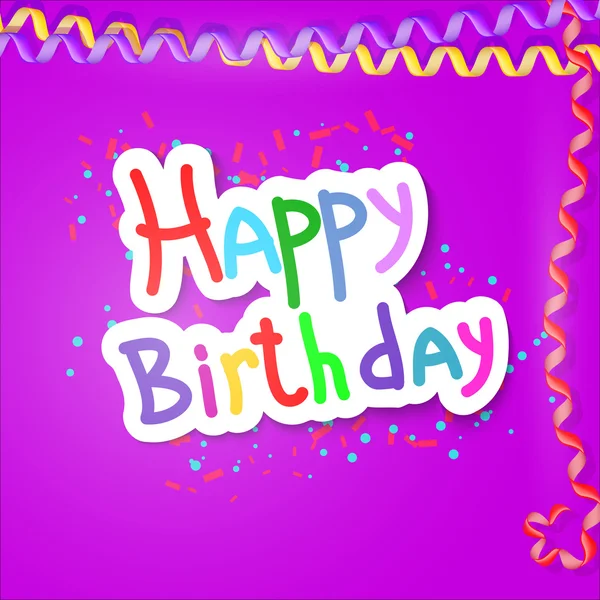 Festive texture happy birthday on a purple background with strea — Stock Vector