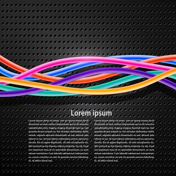 Fondo oscuro abstracto con cables brillantes. Ilustración vectorial — Vector de stock