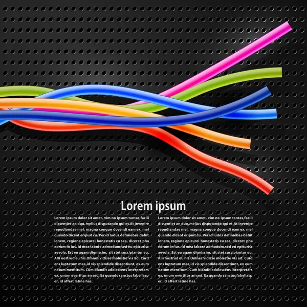 Plano de fundo da tecnologia abstrata com cabos coloridos do arco-íris. Efeito — Vetor de Stock