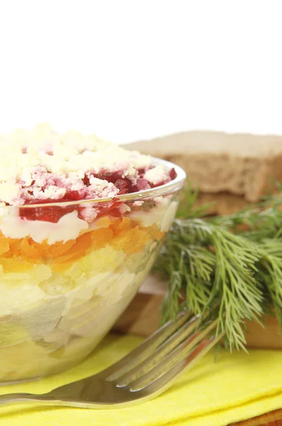 Russian traditional herring salad — Stock Photo, Image