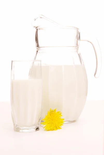 Milk jug and glass — Stock Photo, Image