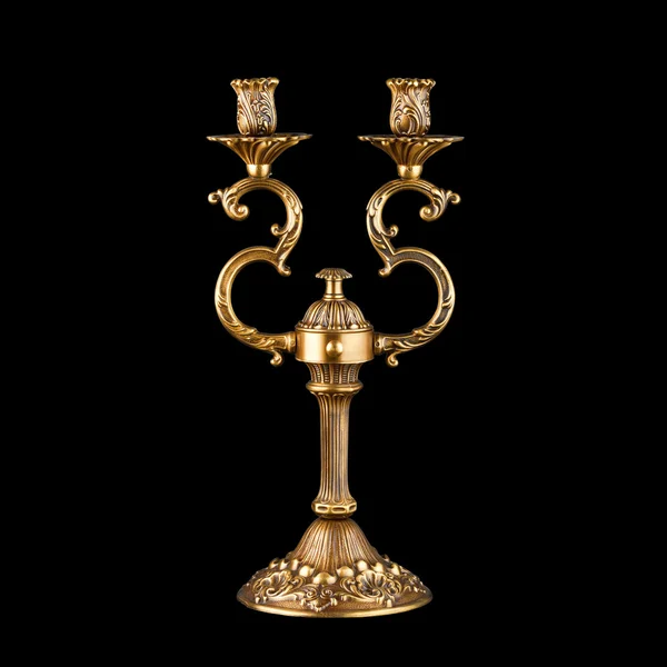 Vintage table candlestick isolated on black — Stock Photo, Image