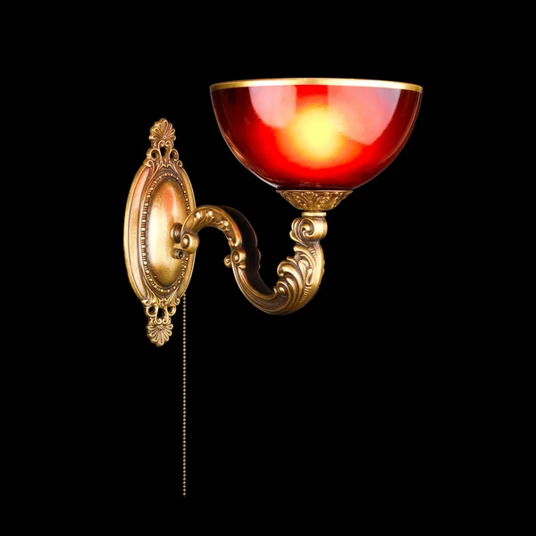Старовинна настінна лампа ізольована на чорному — стокове фото