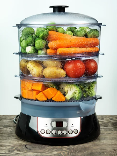 Healthy food in steam cooker — Stock Photo, Image