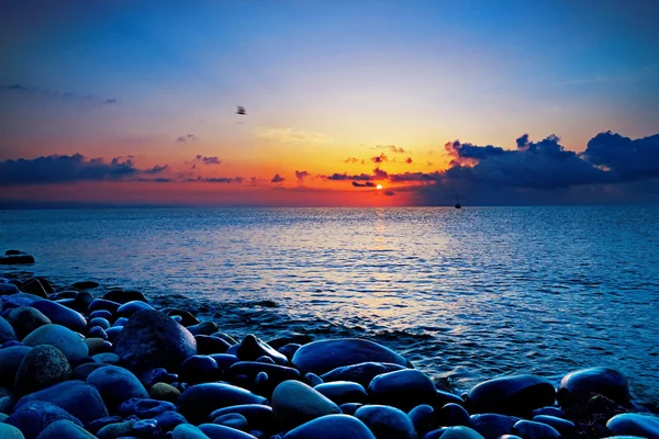 Beach and sea sunset — Stok fotoğraf