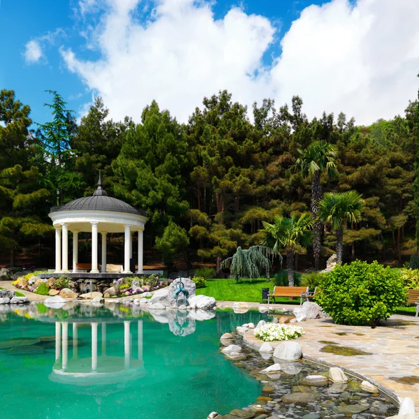 Vårblommor i den asiatiska trädgården — Stockfoto