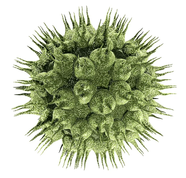 Representación del virus bacteriano en color verde aislado en blanco — Foto de Stock