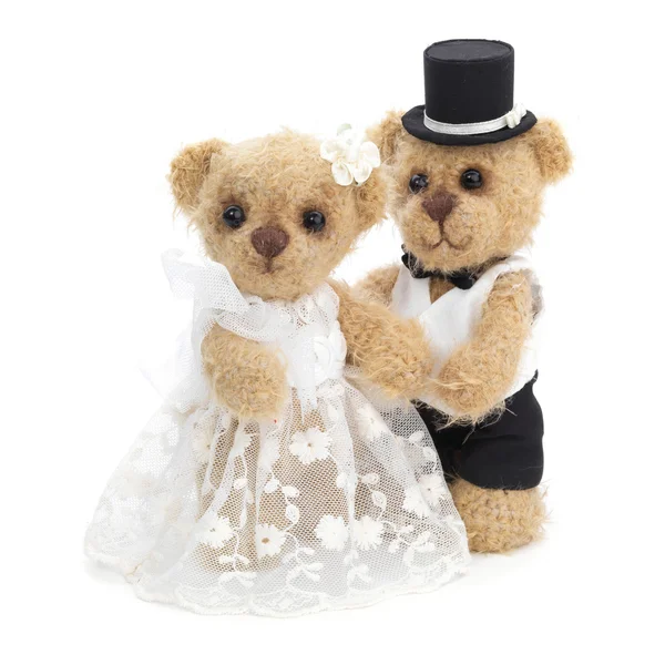 Klassieke teddybeer gentleman en zijn bruid — Stockfoto